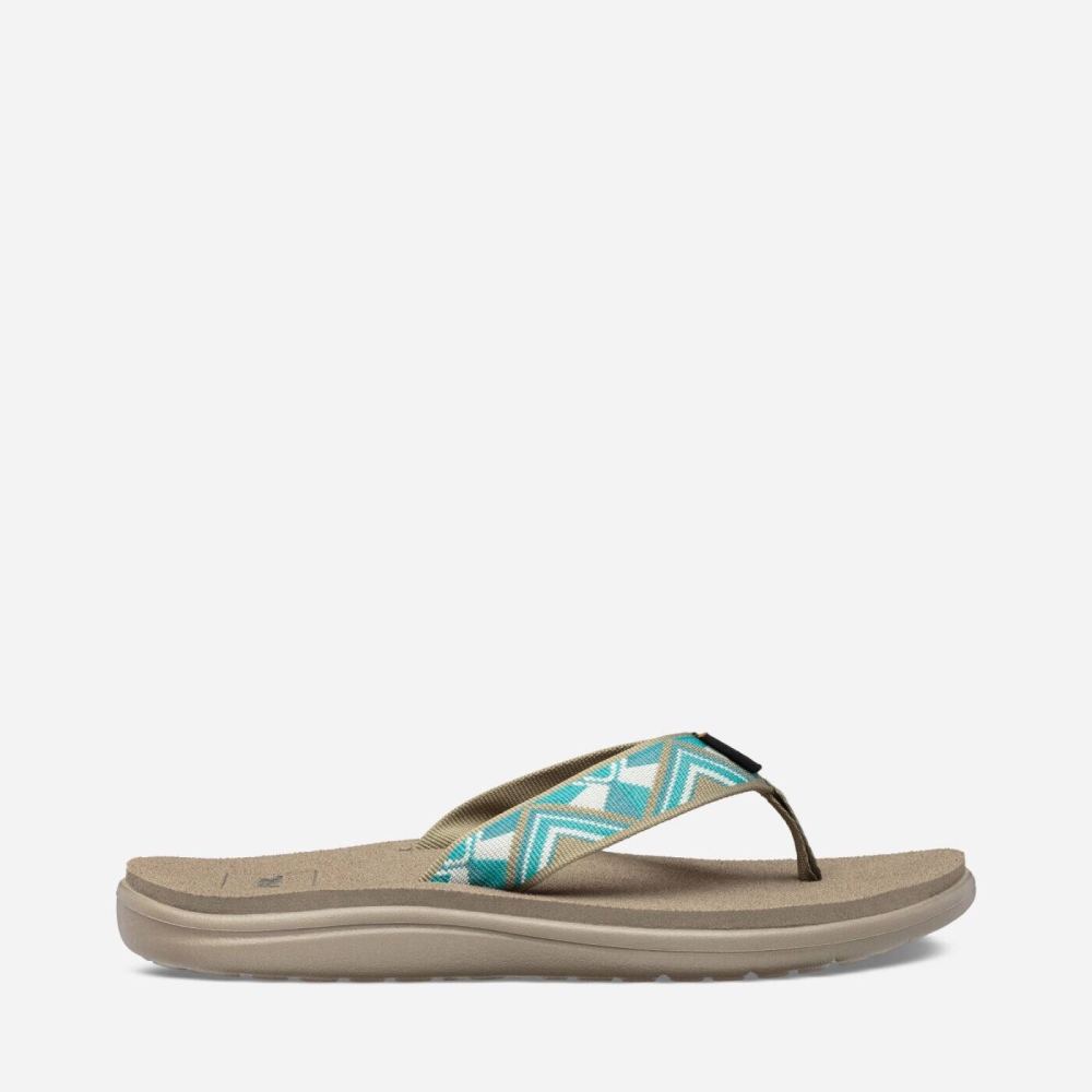 Teva Voya Women's Khaki / Green Flip Flops CA71933 Canada Online